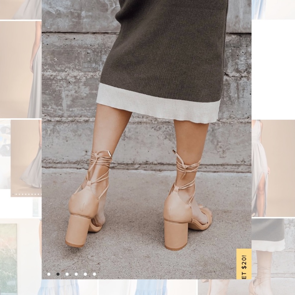 Lulu’s “Kaira Beige Lace-Up Heels” - Picture 2 of 2